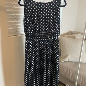Perceptions Black and White Polka Dot Midi Dress